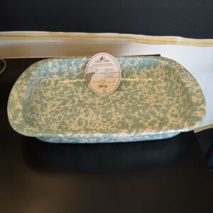 Golden Rabbit Enamelware Baking Pan in Sea Glass