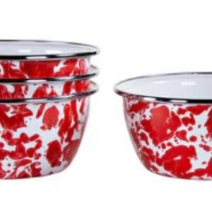 Golden Rabbit S/4 Red Swirl Collection 3 Cup Salad Bowl