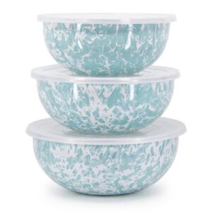 Golden Rabbit Set of 3 Nesting Mixing Bowls in Sea Glass