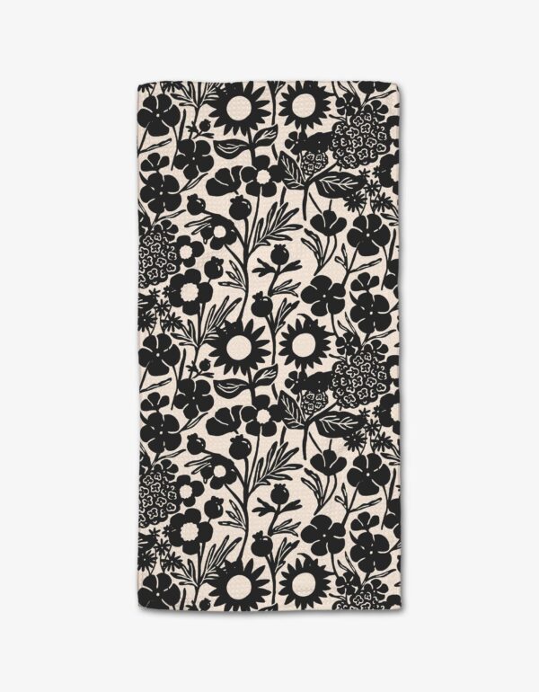 Black Flower  Garden Bar Towel