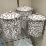 Golden Rabbit Grey Splatterware Containers with Lids (Set of 3 Sizes)