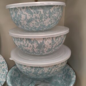 Golden Rabbit Set of 3 Nesting Mixing Bowls in Sea Glass