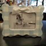 Mud Pie Horizontal Blue Bow Frame; 9 " x 7 "