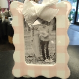 Mud Pie Vertical Pink Bow Frame; 7 " x 9 "