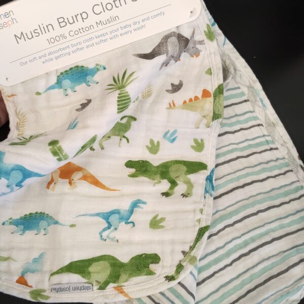 Stephen Joseph, Muslin Baby Burp Cloths, 2-Pack 100% Cotton, Burp Cloth for Baby Boys and Girls