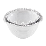 Mud Pie Beaded Side Bowl Set, White