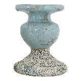 Creative Co-Op Small Distressed Blue Terracotta Pillar Candle Holder