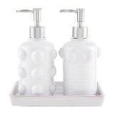 Mud Pie Beaded Ceramic Soap Dispensers, White
