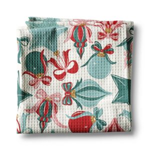 Christmas Ornament Kitchen Tea Towel Waffle Holiday Decor