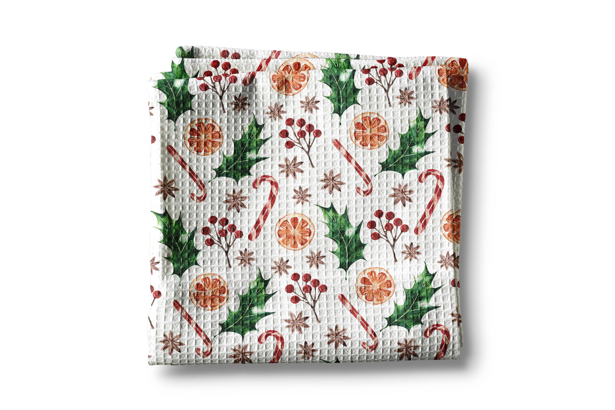 Christmas Orange Berry Mistletoe Towel Waffle Holiday Decor 1 Christmas Orange Berry Mistletoe Towel Waffle Holiday Decor