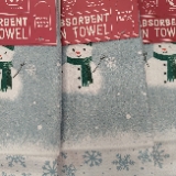 DEMDACO bydesign Serving Holiday 18 x 30 Inch Polyester Reversible Christmas Kitchen Hand Dish Tea Towel Blue and White Winter Snowmen