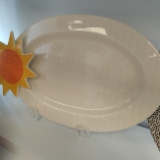 White Striped Oval Serving Platter