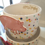 Ceramic Modern Bowl, 167 oz, Dot Pattern