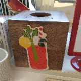 zoe sloas 37 Mini Square Wood Tissue Box by Happy Everything