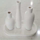 Mud Pie White Paulownia Vase Tray Set