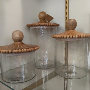 Mudpie Wooden Beaded Canister S/3