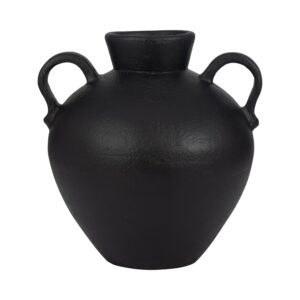 Terracotta Unique Jug Vase With Two Handles - Black, 17 in.