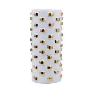 Ceramic Raised Rectangle Ambrosia Vase - White, 11 in.