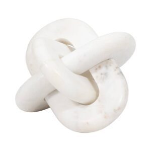 Marble Aesthetic Knot Tabletop Sculpture - White, 6 in.
