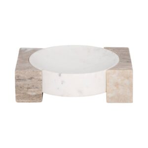 Marble Onyx Sides Decorative Bowl - White, 10 in.