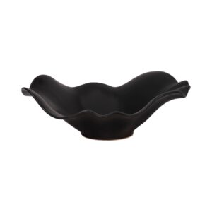 Ceramic Ruffled Edge Artisan Shape Bowl - Black, 18 in.