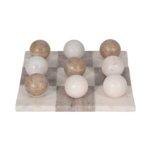 Marble Casual Tic-Tac-Toe Decorative Game Set - Ivory, 9 in.