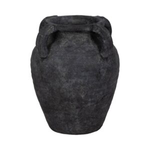 Pottery Decorative Amphora Multi Handle Jug - Black, 10 in.