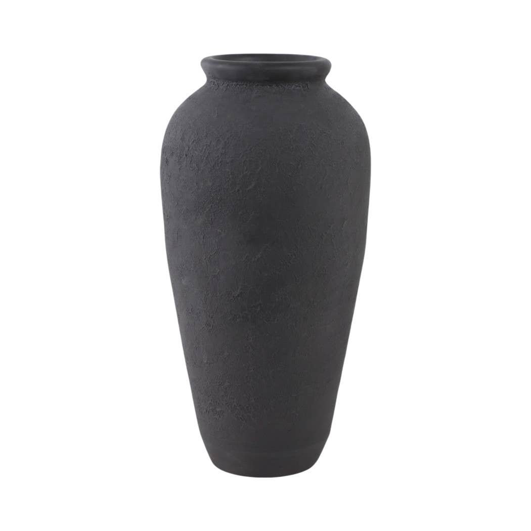 Black 18x9 in. Terracotta Round Casual Floor Vase 1 Black 18x9 in. Terracotta Round Casual Floor Vase