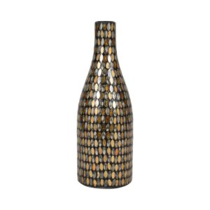 Glass Mosaic Pattern and Narrow Neck Vase - Bronze, 15 in.