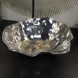 Beatriz Ball Vento Claire Large Handmade Pewter Aluminum Bowl, 541.15 Cubic Inches, Coastal Style, Salad or Fruit Serving