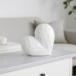Ceramic Heart Modern Table Decor Object - White, 8 in.