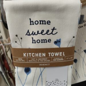 DEMDACO byDesign Serving Collection Blue Watercolor Wildflowers Home Sweet Home 17 x 28 Cotton Twill Absorbent Kitchen Dish Hand Towel