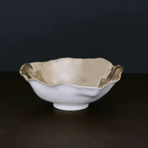 Beatriz Ball Handmade Aluminum Modern Dinner Bowl, White, 10.5 x 11 x 3.5 Inches