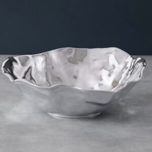 Beatriz Ball Vento Claire Large Handmade Pewter Aluminum Bowl, 541.15 Cubic Inches, Coastal Style, Salad or Fruit Serving