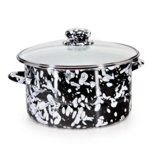 Golden Rabbit Enamelware 6-Quart Stock Pot in Black Swirl