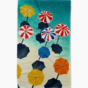Geometry Dancing Umbrellas Tea Towel