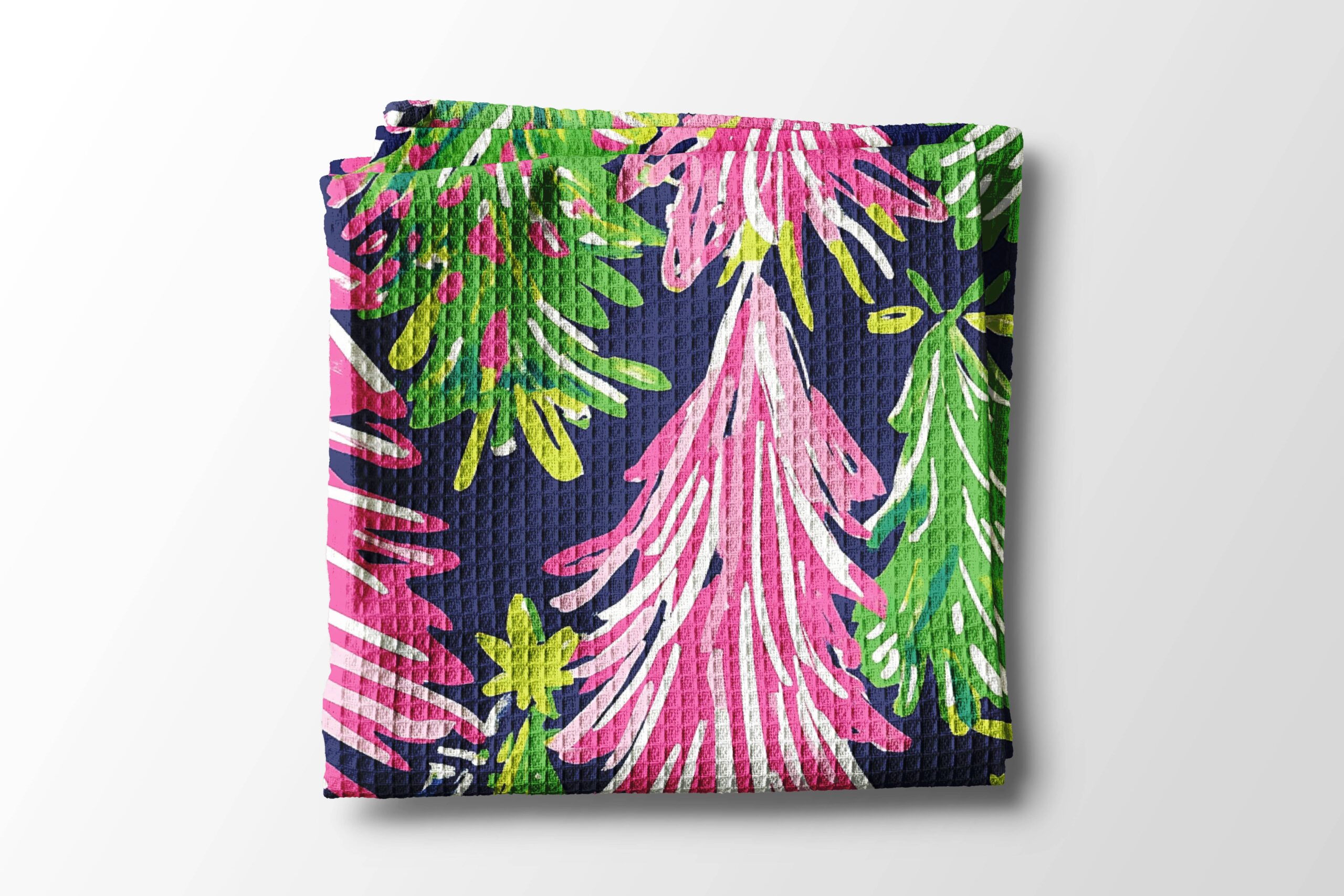 Preppy Navy Pink Chinoiserie Christmas Kitchen Towel Lime 1 Preppy Navy Pink Chinoiserie Christmas Kitchen Towel Lime