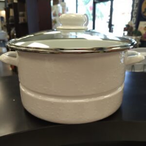 Golden Rabbit Solid White Enamelware Collection 6 Quart Stock Pot