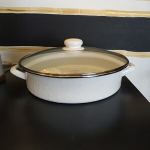 Golden Rabbit Solid White Enamelware Collection 8 Quart Saute Pan