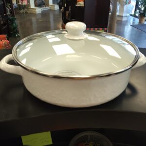 Golden Rabbit Solid White Enamelware Collection 5 Quart Saute Pan