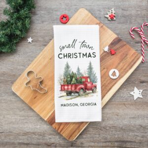 Canary Road City State Custom Small Town Christmas Kitchen Home Towel