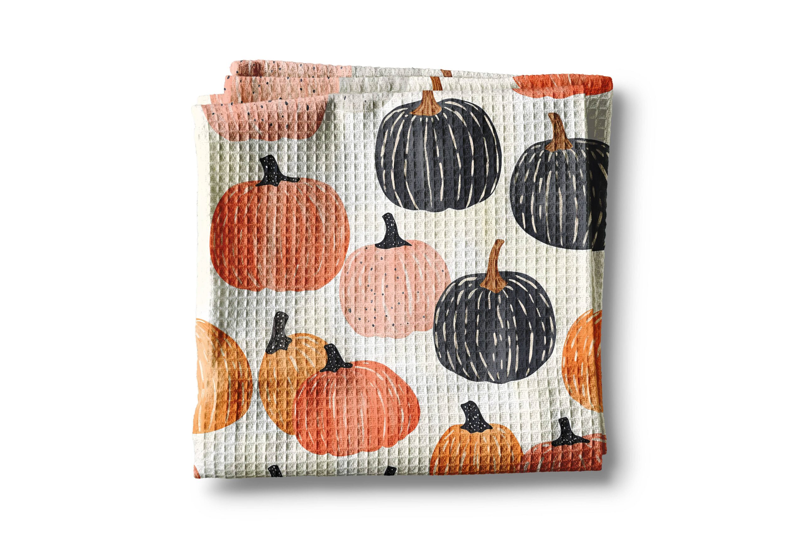 Pumpkin Fall Botanical Floral Autumn Kitchen Towel Waffle 1 Pumpkin Fall Botanical Floral Autumn Kitchen Towel Waffle