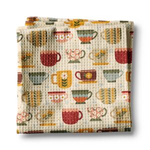 Tea Retro Cup Room Shop Teacup Waffle Kitchen Towel Dish