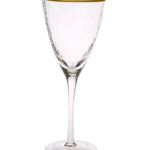 Set Of Six Wine Glasses With Simple Gold Design