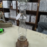 Mud Pie Glass & Beaded Wood Candlestick, Large