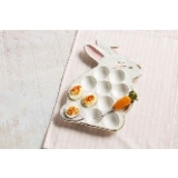 Mud Pie Bunny Deviled Egg Holder, Cream