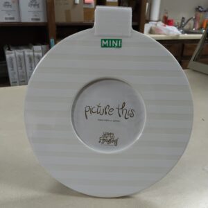 Happy Everything White Medium Stripe Mini 8.5" Round Frame