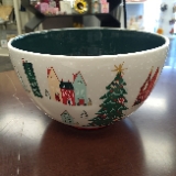 Coton Colors Ceramic Retro Footed Bowl - 9in Diameter, White, Christmas Nostalgia Decor