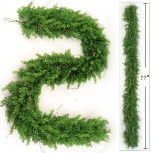 6' Juniper Christmas Garland With Green Berries & Twigs