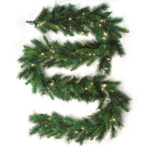 9' Pre-Lit Majestic Pine Christmas Garland, 160 Faux Tips